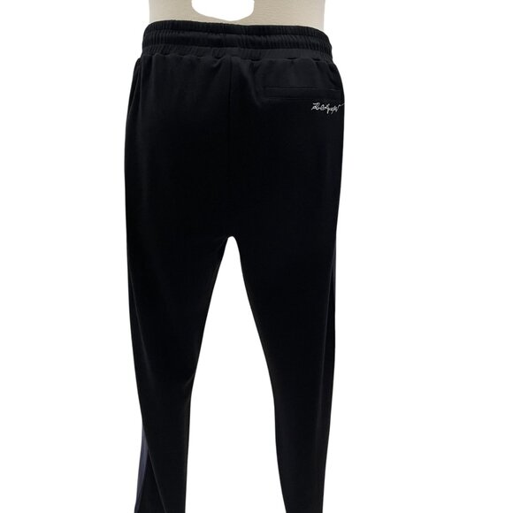 Karl Lagerfeld Paris Black Jogger Pants With Green & Purple Side Stripes Drawstr - Picture 8 of 10